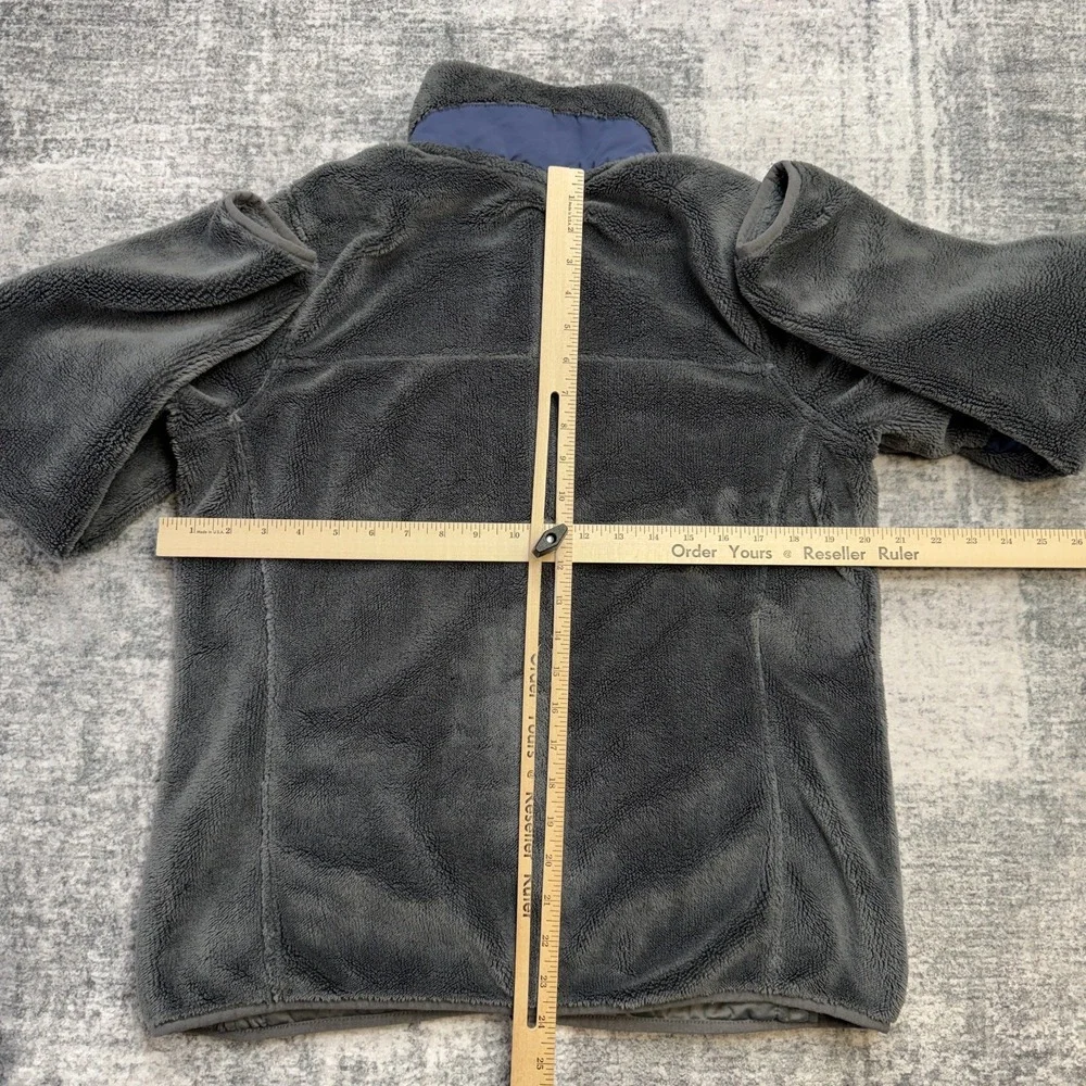 LL Bean Jacket Womens Medium Gray Hi Pile Fleece Full Zip Coat Elbow Patches - Picture 8 of 9